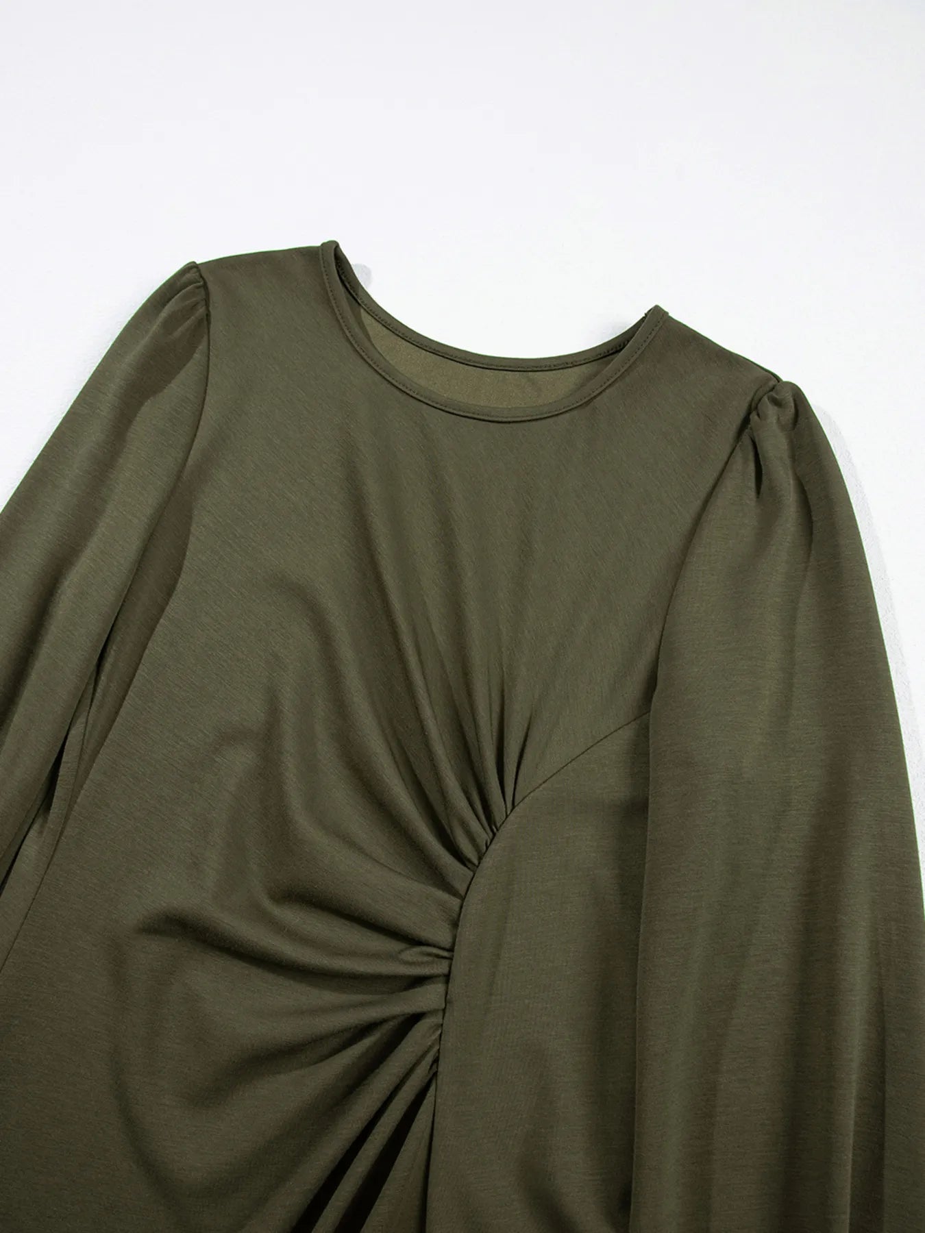 Solid Color Ruched Detail Long Sleeve Midi Dress - product image 8