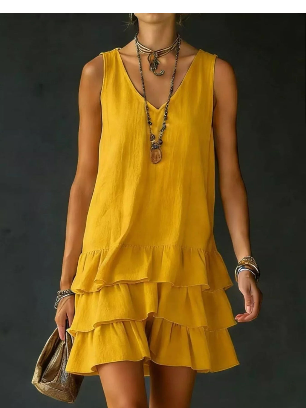 Full Size Ruffled Hem V-Neck Sleeveless Dress Plus Size - product image 19