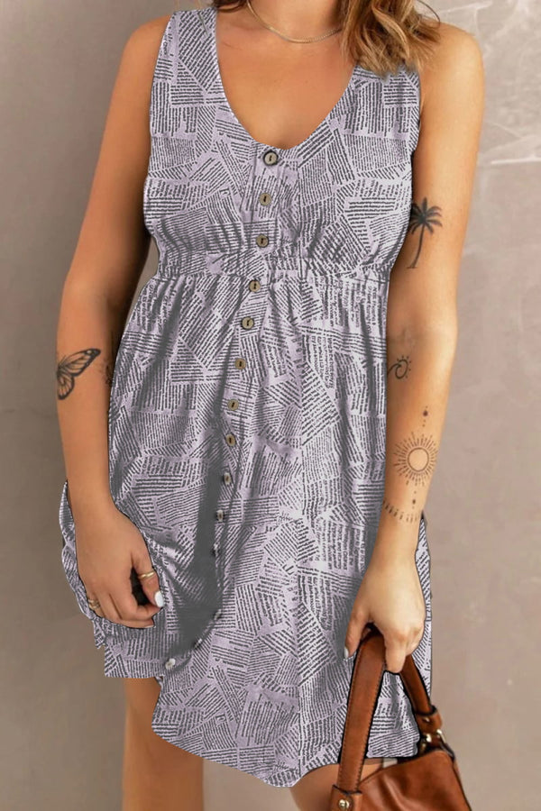Double Take Printed Scoop Neck Sleeveless Buttoned Magic Dress with Pockets - product image 19