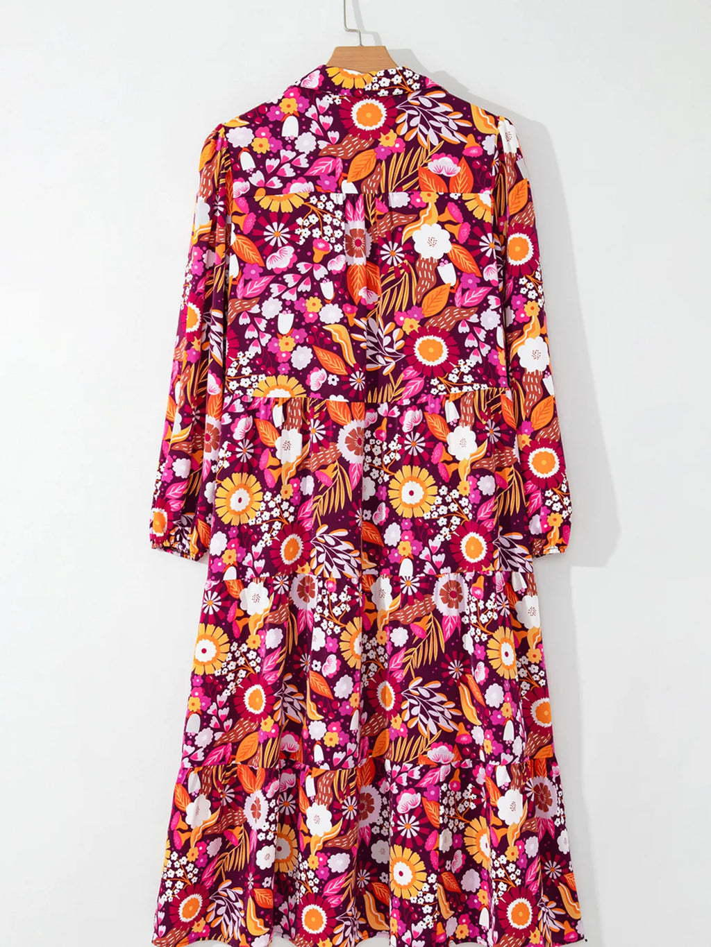 Floral Print Long Sleeve Midi Dress with Pockets - product image 6