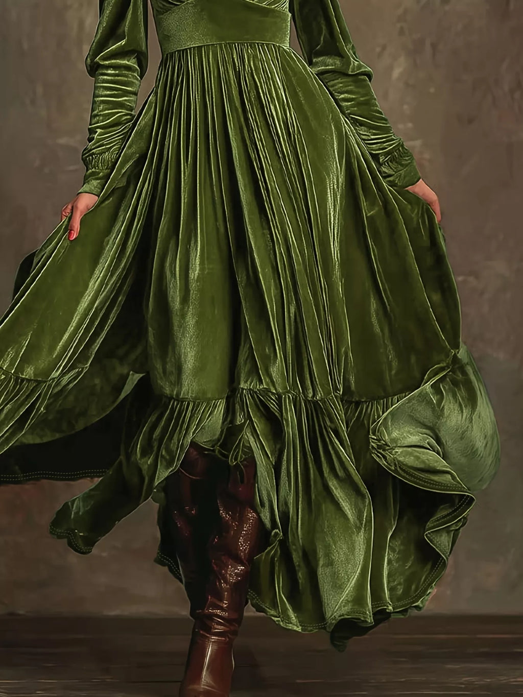 Ruffled Hem Long Sleeve Dress - product image 3