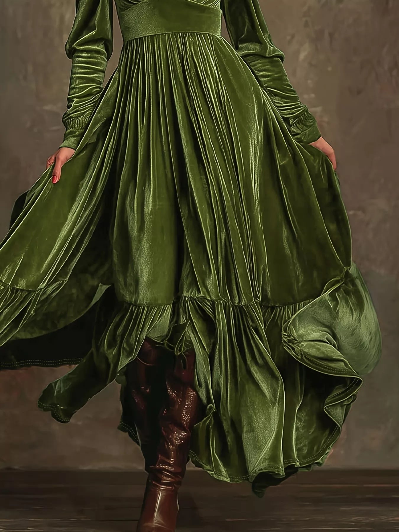 Ruffled Hem Long Sleeve Dress - product image 3