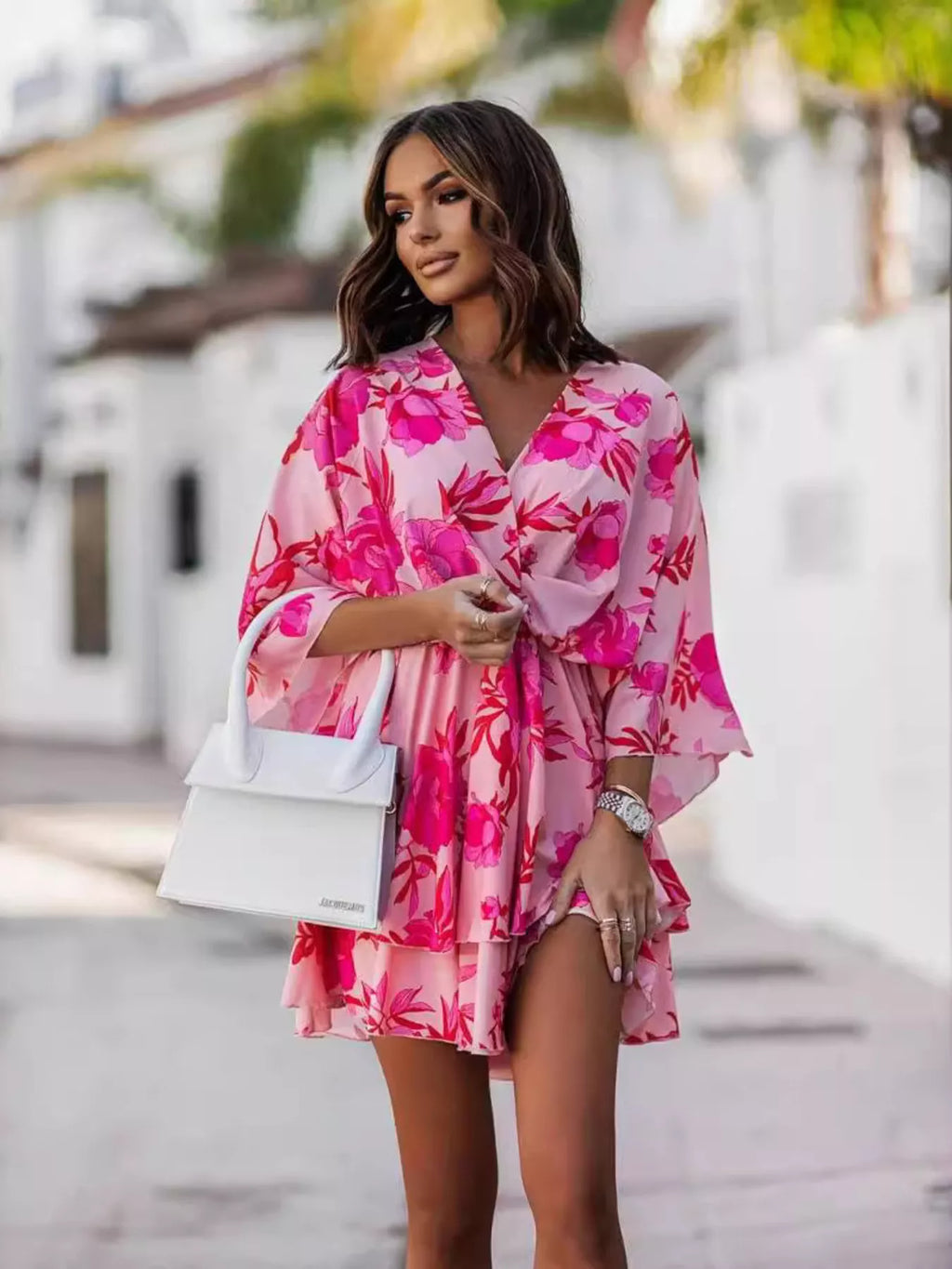 Layered Printed Surplice Mini Dress - product image 4