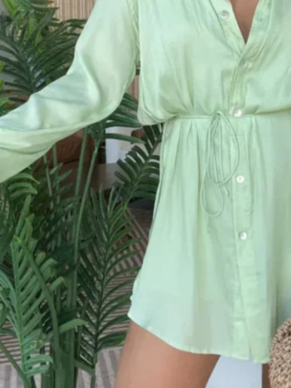 Full Size Button-Down Mini Shirt Dress Plus Size view 3 - Shopiebay