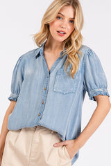 Mittoshop Collared Neck Puff Sleeve Shirt
