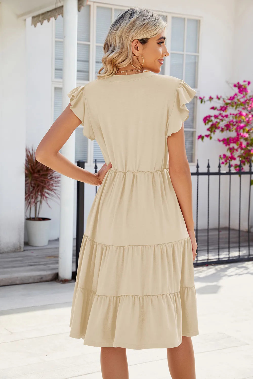 Ruched Notched Cap Sleeve Dress - product image 24
