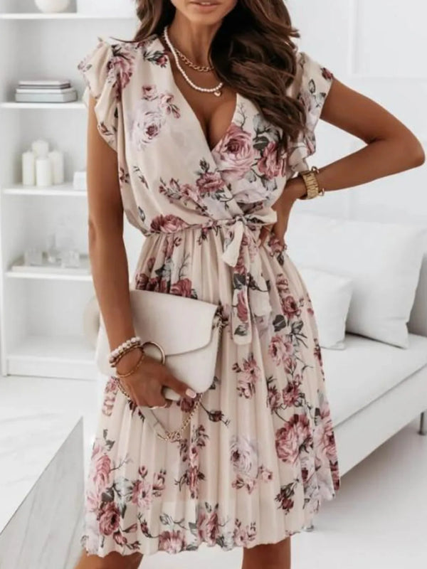 Floral Surplice Ruffled Cap Sleeve Dress - product image 2