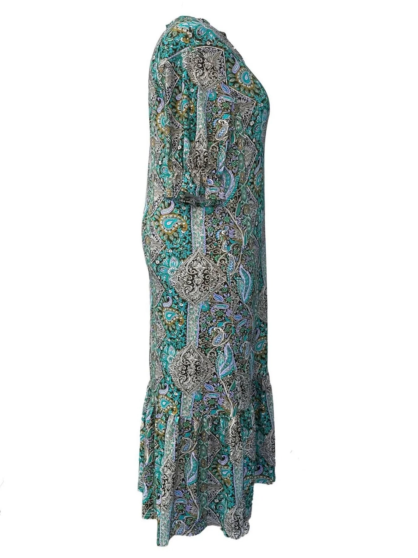 Bohemian Paisley Print Ruffle Hem Midi Dress - product image 3