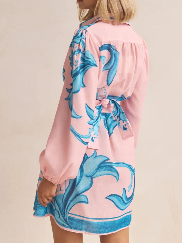 Printed Long Sleeve Shirt Dress - product image 14