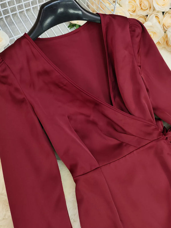 Surplice Satin Long Sleeve Dress - product image 7