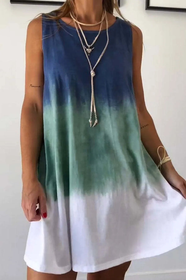 Tie-Dye Sleeveless Mini Tank Dress view 2 - Shopiebay