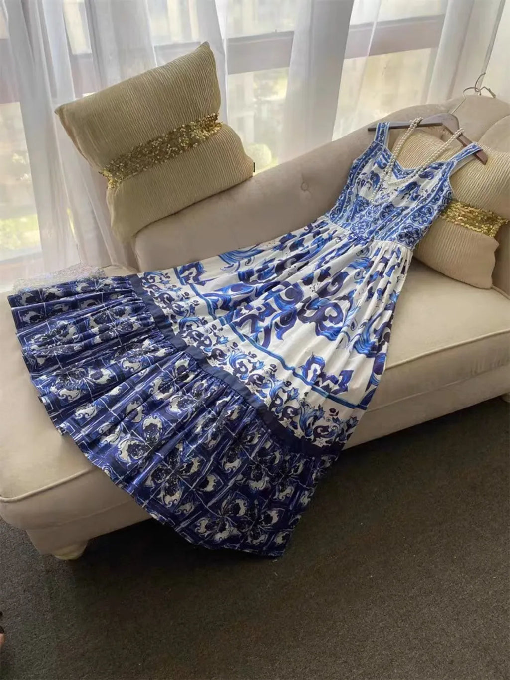 Smocked Printed Wide Strap Dress - product image 10