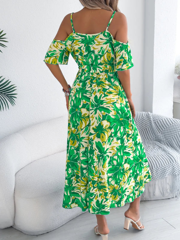 Printed Cold Shoulder Midi Cami Dress - product image 12