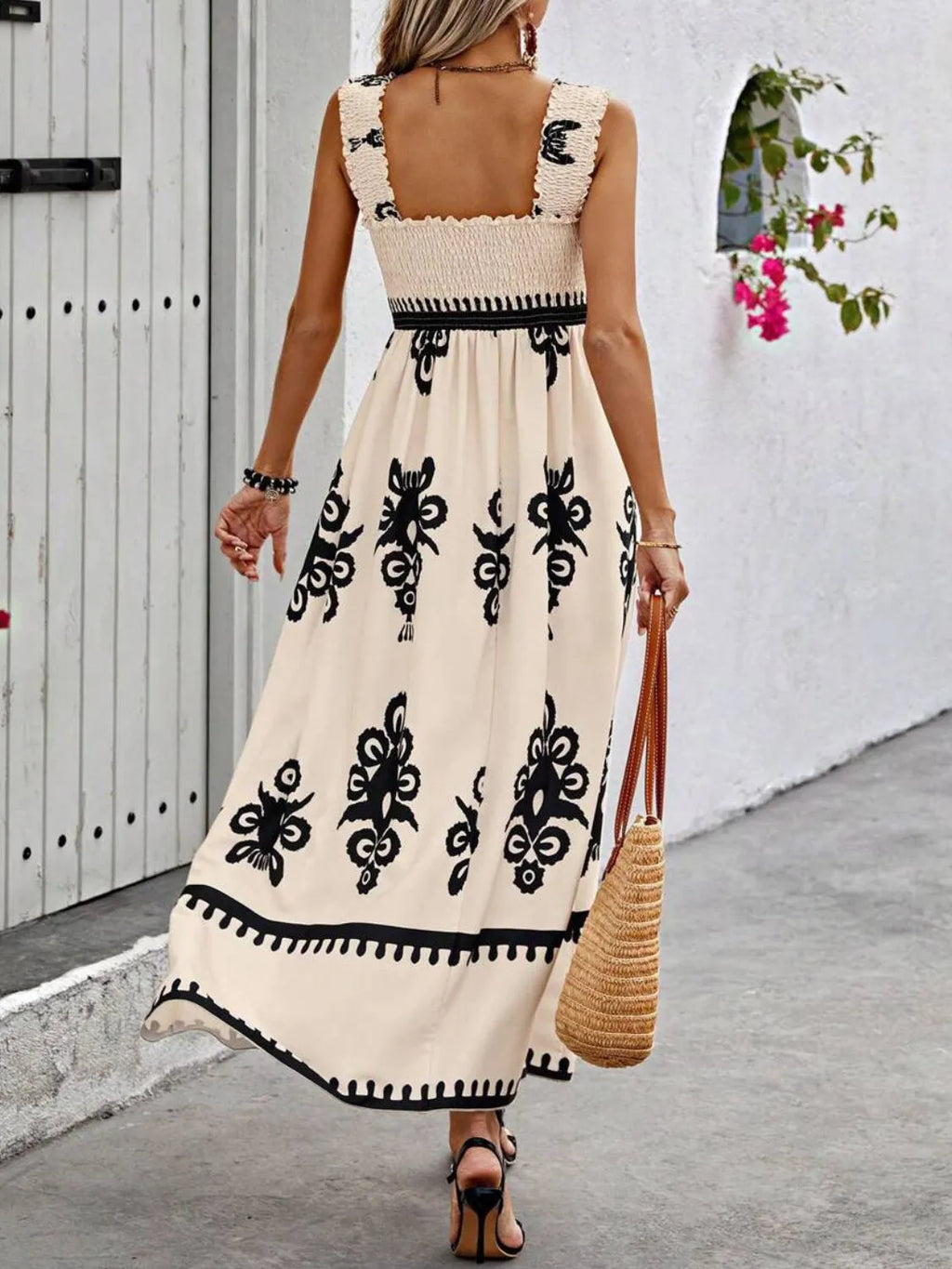 Smocked Printed Wide Strap Maxi Dress - product image 9