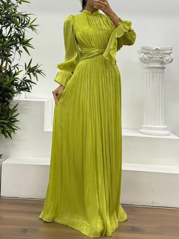 Pleated Mock Neck Long Sleeve Maxi Dress - product image 6