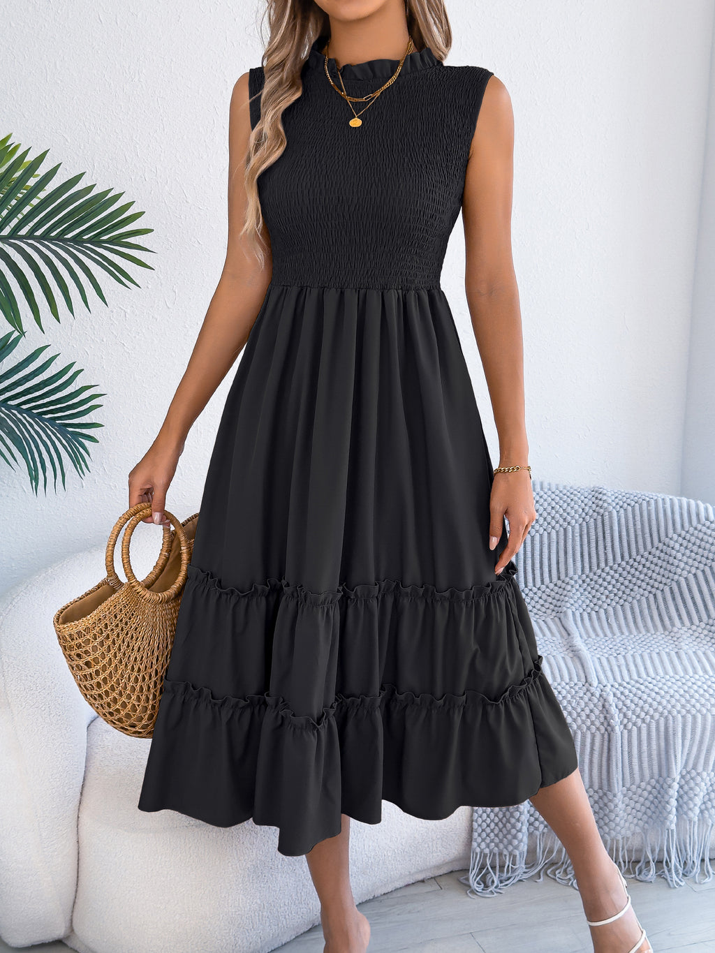 Smocked Sleeveless Tiered Dress - product image 14