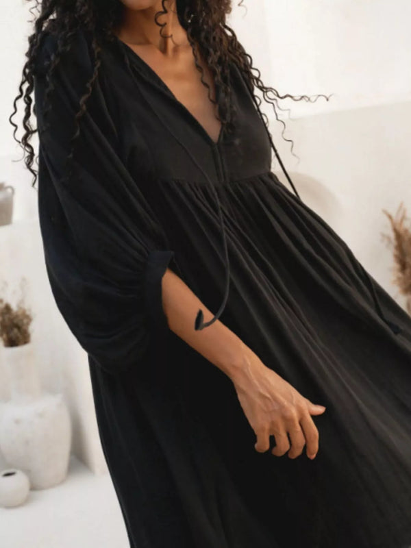 Tie Neck 3/4 Sleeve Midi Dress - product image 12