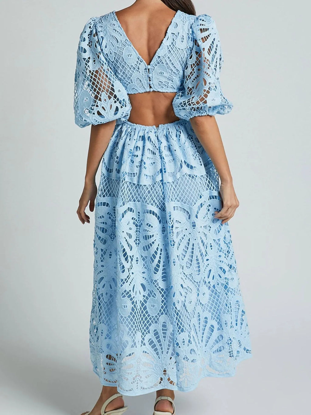 Cutout Back Lace Crochet V-Neck Dress - product image 10