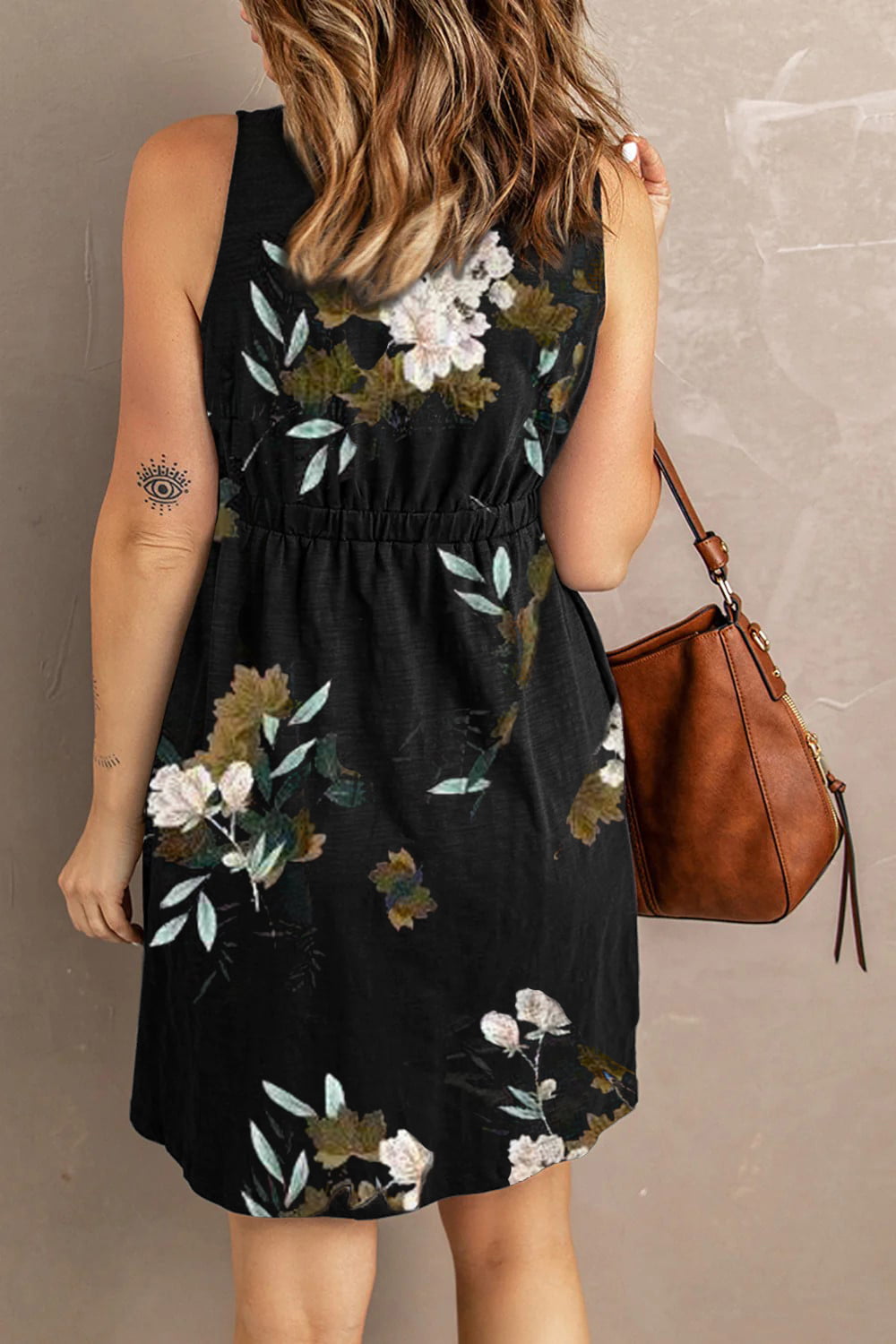 Double Take Printed Scoop Neck Sleeveless Buttoned Magic Dress with Pockets - product image 8