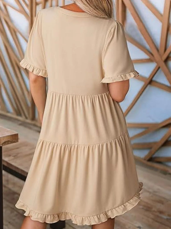 Tiered Notched Short Sleeve Mini Dress - product image 18