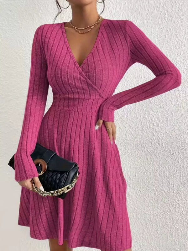 Ribbed Knit Wrap Mini Dress - product image 13