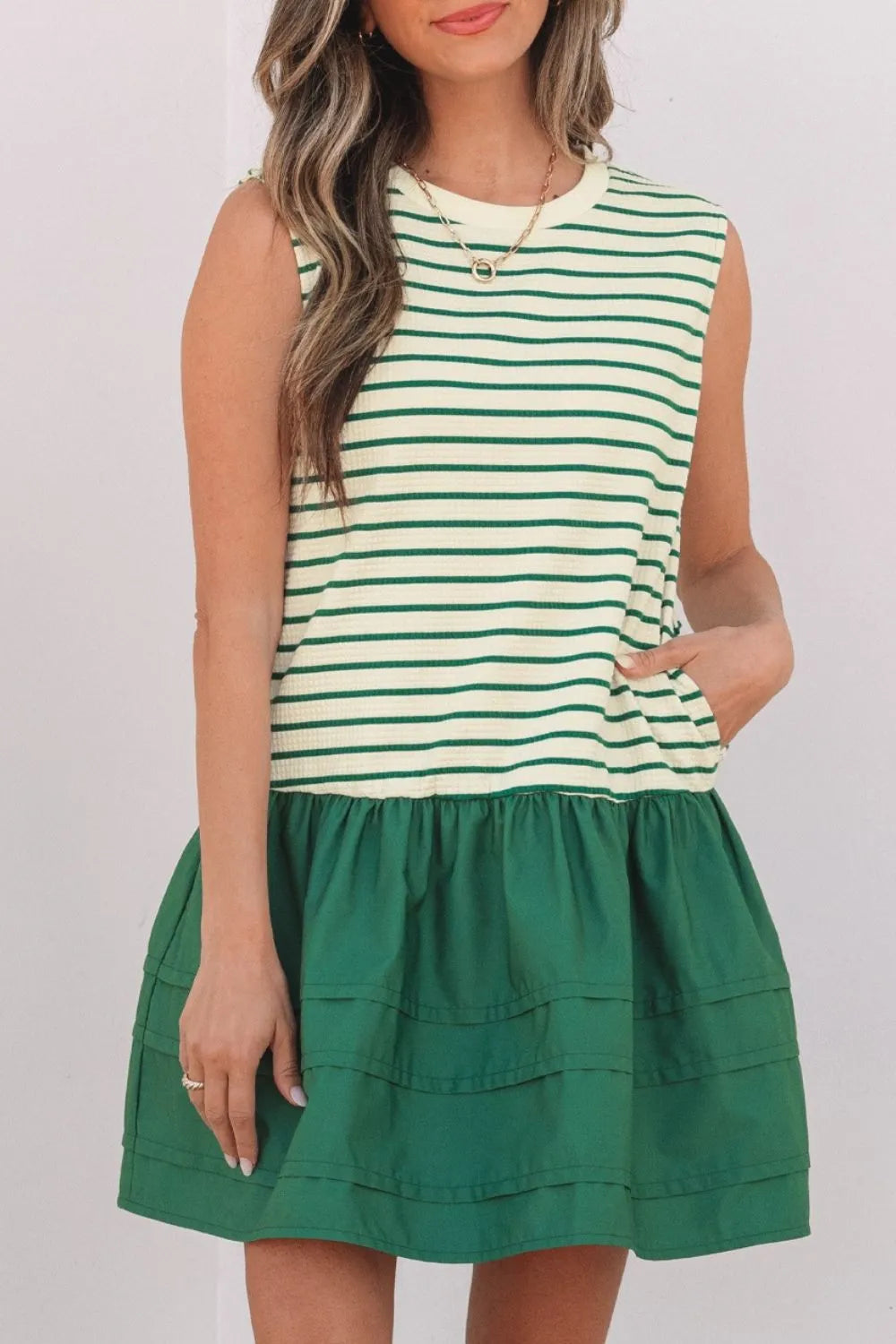 Stripe Woven Sleeveless Mini Dress view 3 - Shopiebay