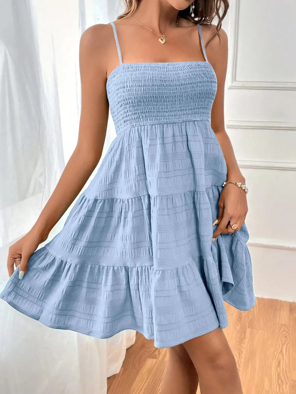 Smocked Tiered Sleeveless Mini Dress - product image 13