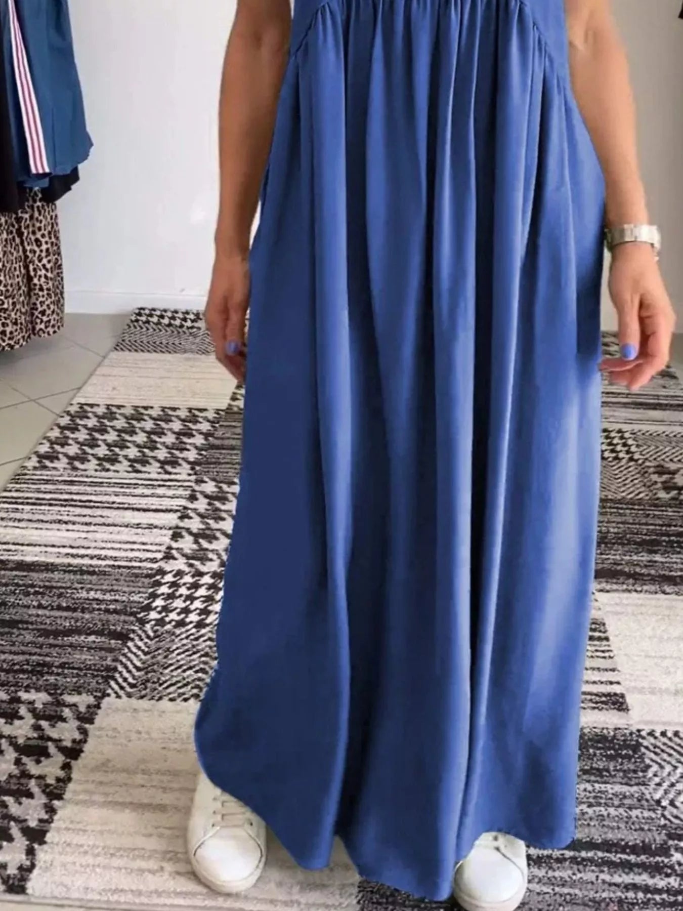 Ruched Wide Strap Overall Maxi Dress - product image 5