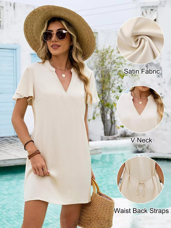 Notched Flutter Sleeve Mini Dress - product image 4