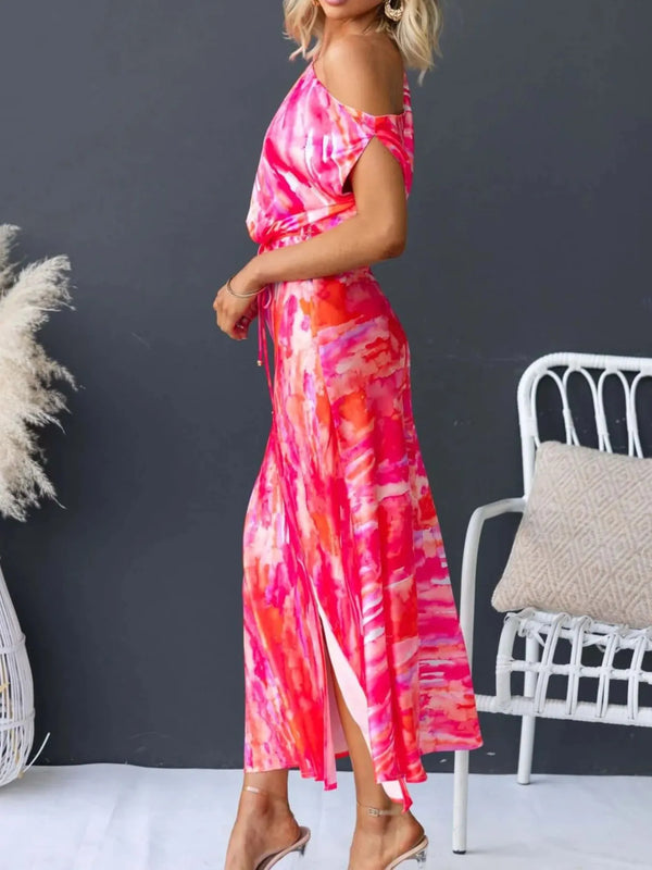 One Shoulder Printed Dress with Slit - product image 17