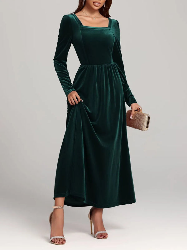 Velvet Square Neck Long Sleeve Dress - product image 5