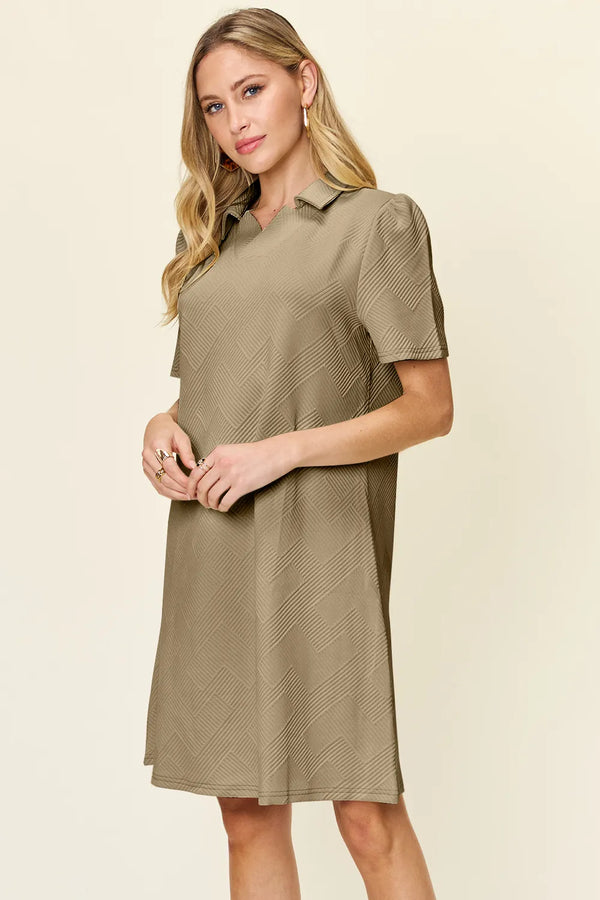 Double Take Texture Collared Neck Short Sleeve Dress - product image 32