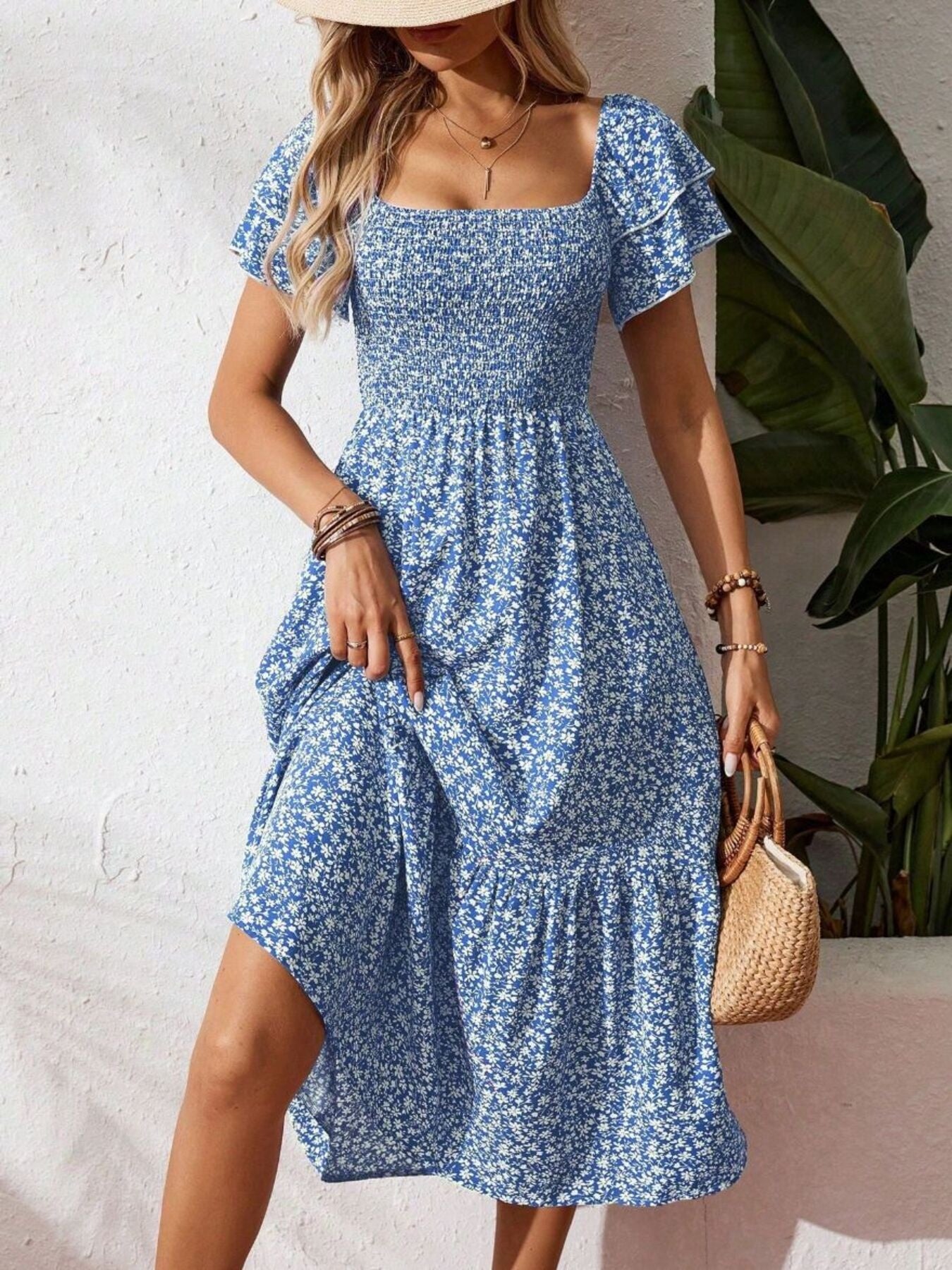 Floral Print Smocked Ruffle Sleeves Dress - product image 2