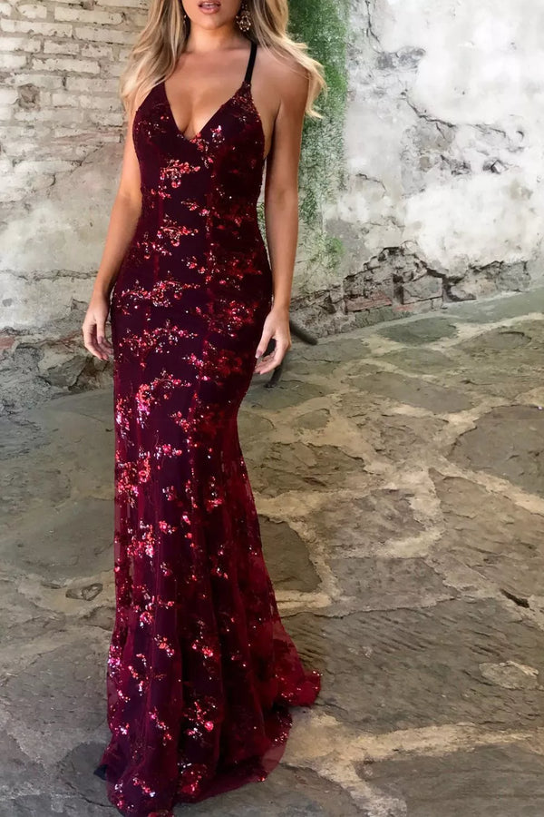 Sequin Tie Back V-Neck Maxi Dress - product image 18