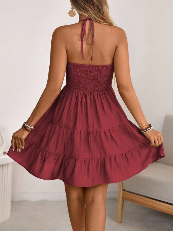 Smocked Halter Neck Tiered Dress - product image 14