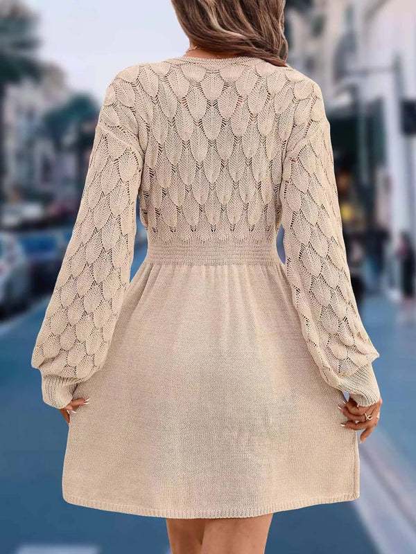 V-Neck Long Sleeve Sweater Dress - product image 5