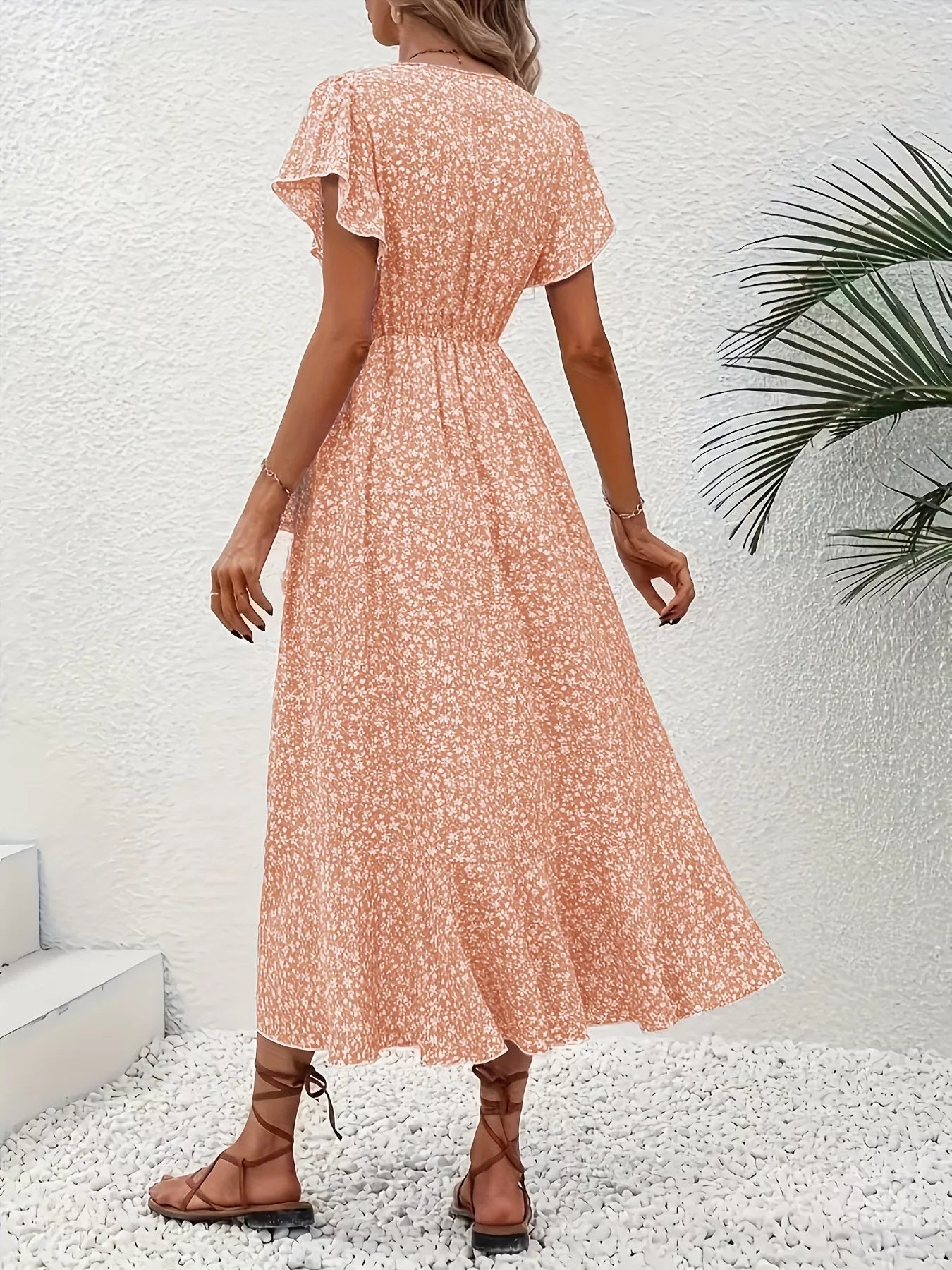 Floral Print Ruffle Hem Wrap Midi Dress - product image 13