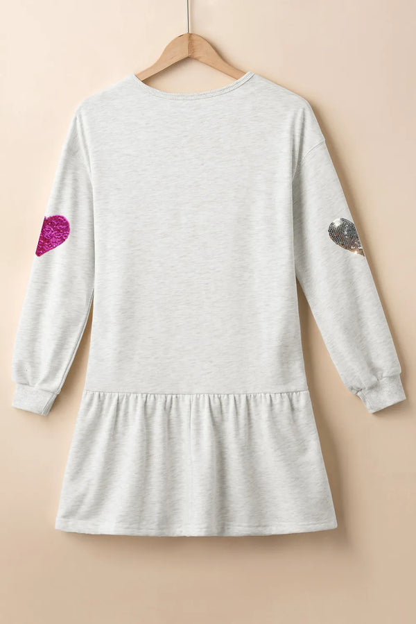 Sequin Heart Round Neck Long Sleeve Mini Dress - product image 5