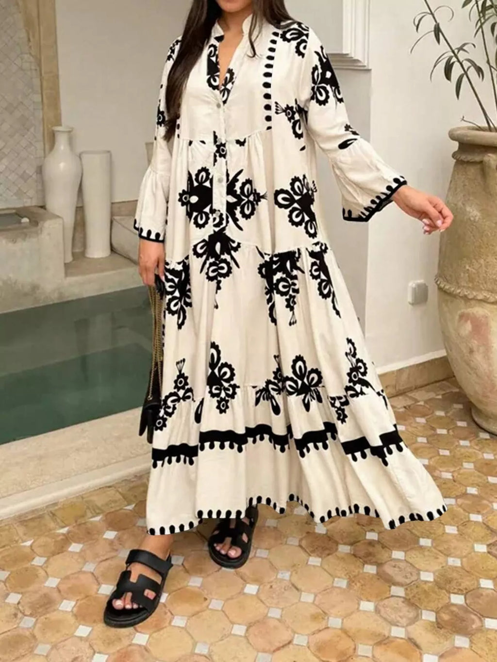 Bohemian Print Tiered Midi Dress - product image 4