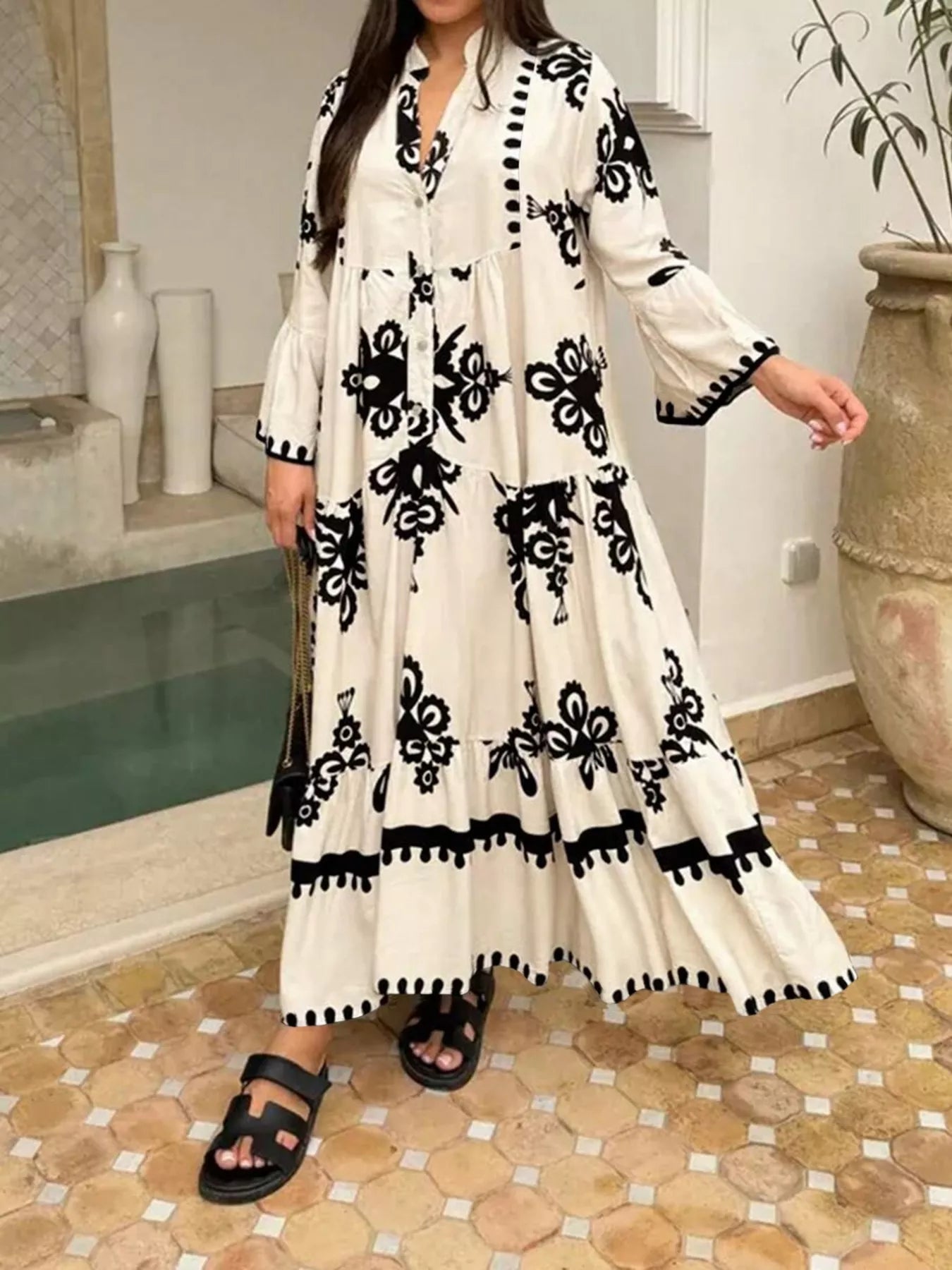 Bohemian Print Tiered Midi Dress - product image 4