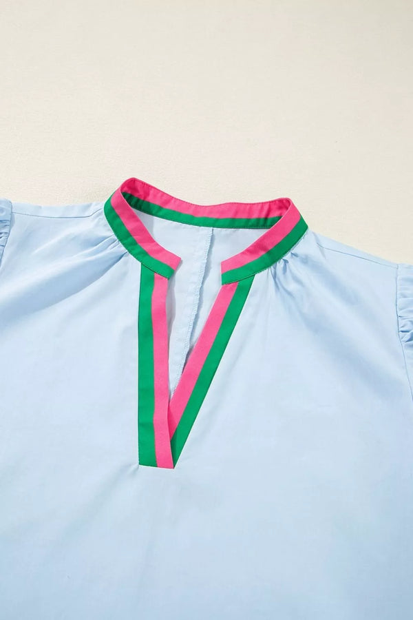 Puff Sleeve Mini Dress with Contrast Trim - product image 8