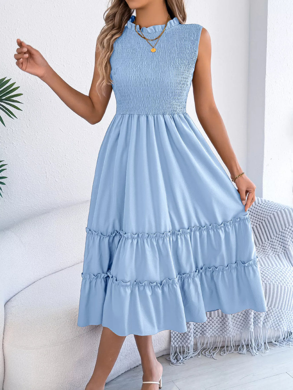 Smocked Sleeveless Tiered Dress - product image 11