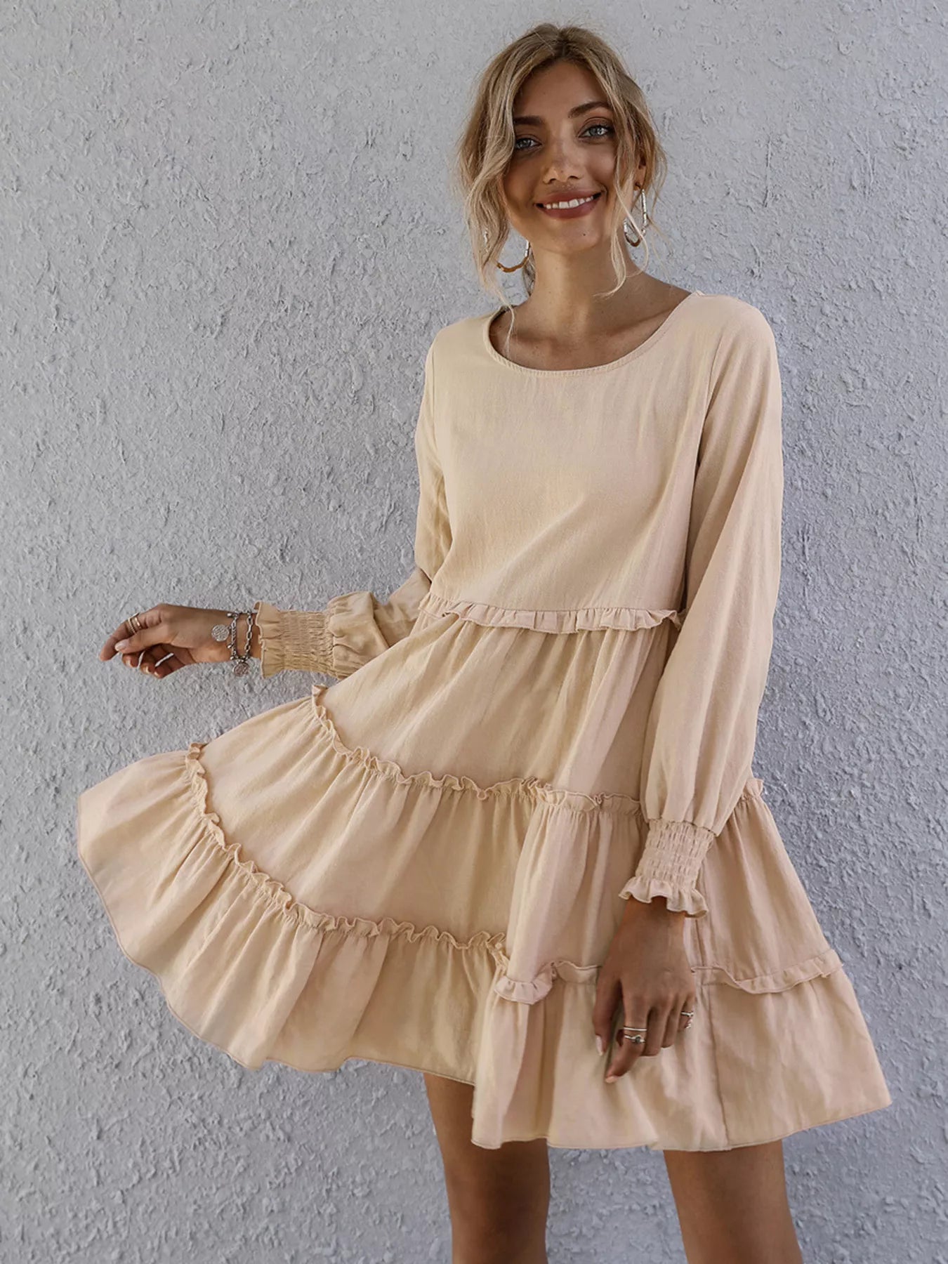 Ruffle Tiered Long Sleeve Mini Dress Secondary image