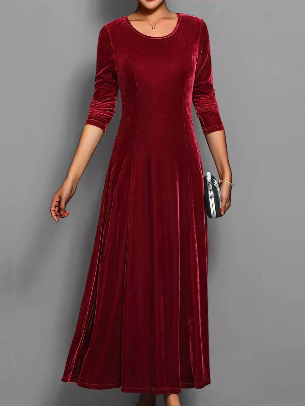 Velvet Long Sleeve A-Line Dress - product image 8