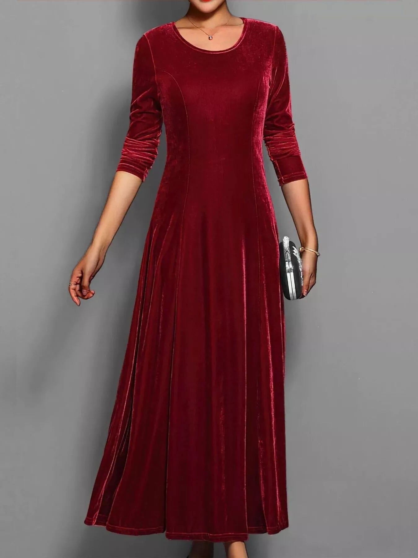 Velvet Long Sleeve A-Line Dress - product image 8