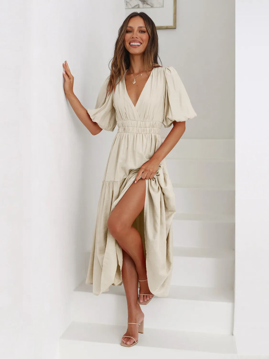 Tiered Surplice Half Sleeve Midi Dress - product image 2