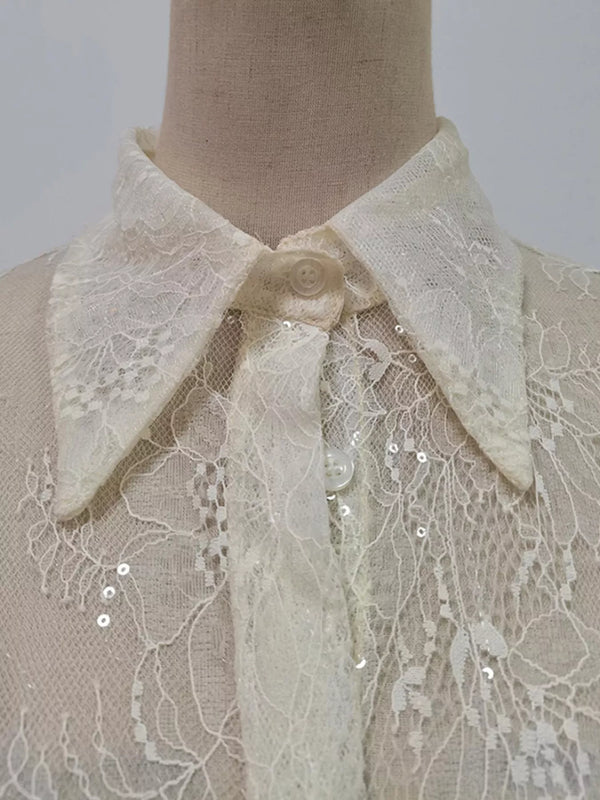Ruffled Hem Lace Long Sleeve Dress - product image 9