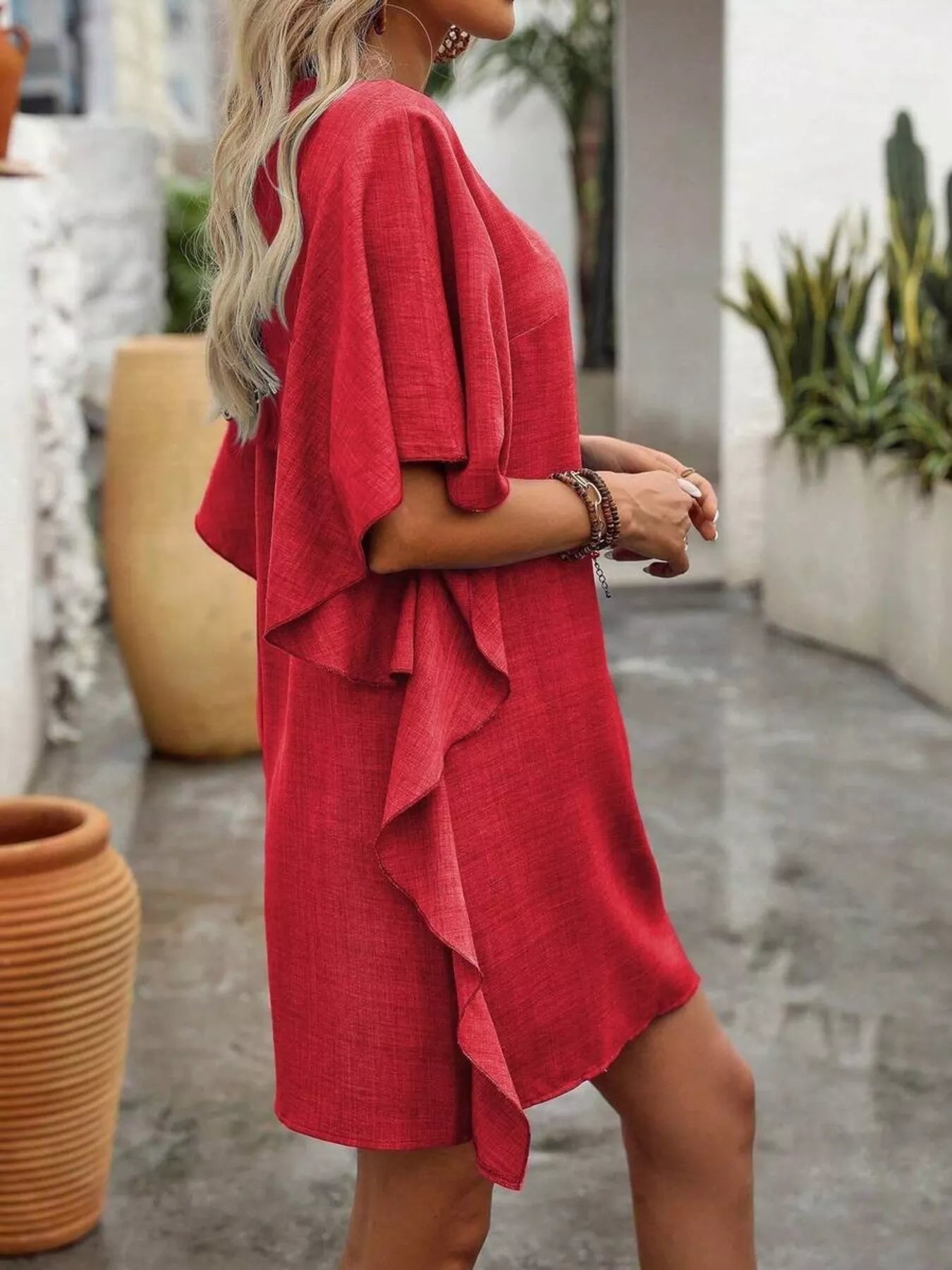Ruffled Flutter Sleeve V-Neck Mini Dress - product image 13