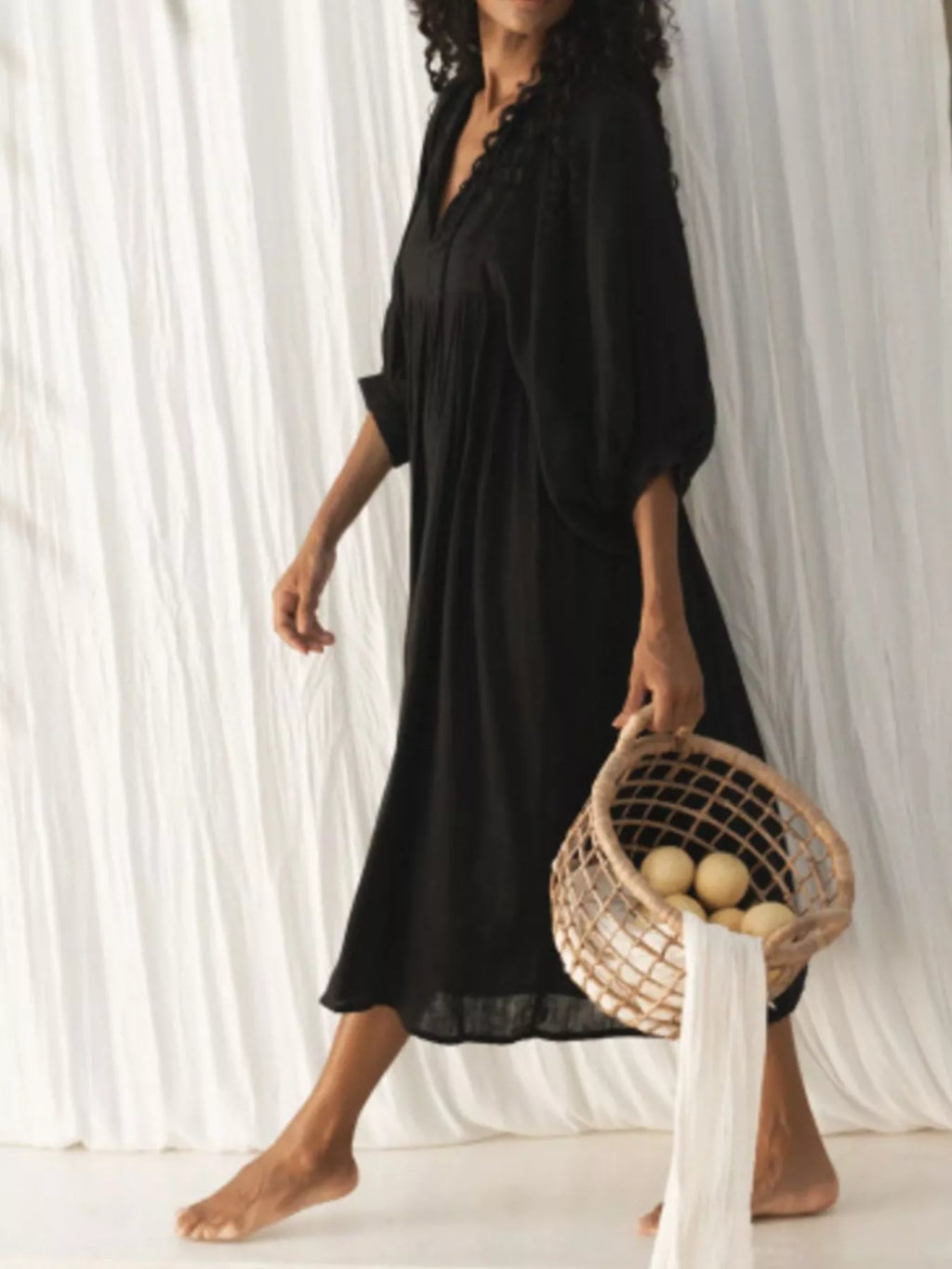 Tie Neck 3/4 Sleeve Midi Dress - product image 16