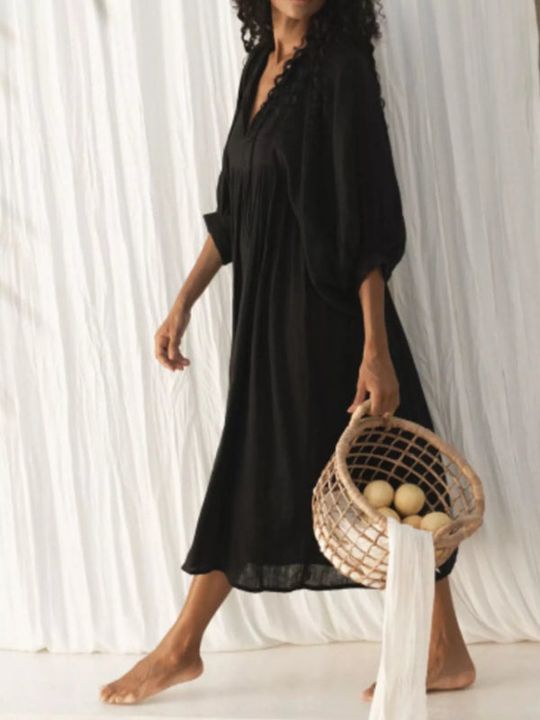 Tie Neck 3/4 Sleeve Midi Dress - product image 16